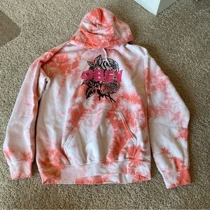 Obey Coral and White Hoodie